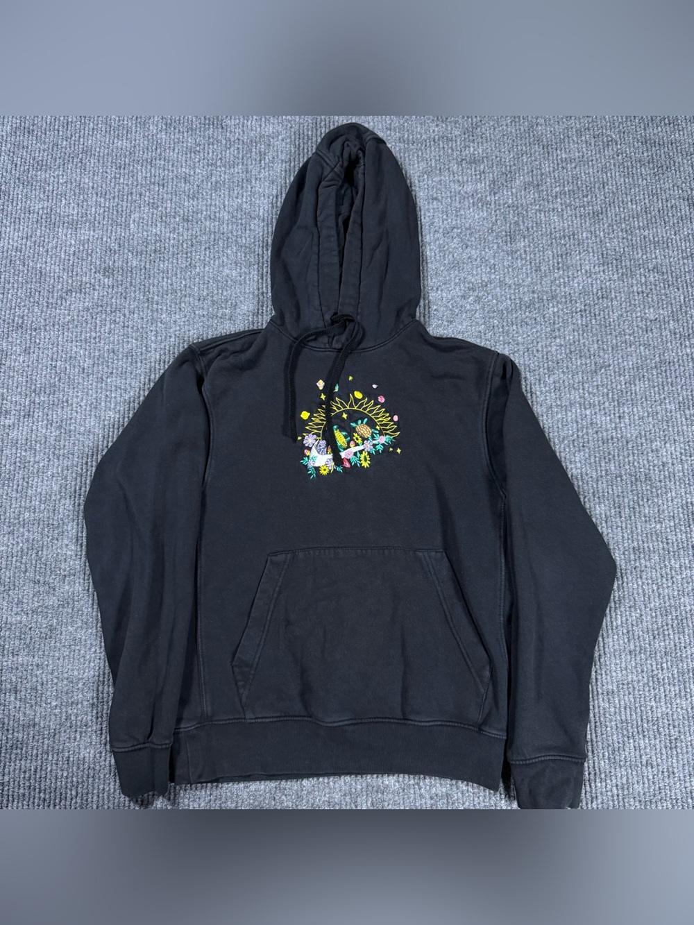 Nike Club Fleece Embroidered Hoodie Men's Small Black Sweatshirt Sea Turtle